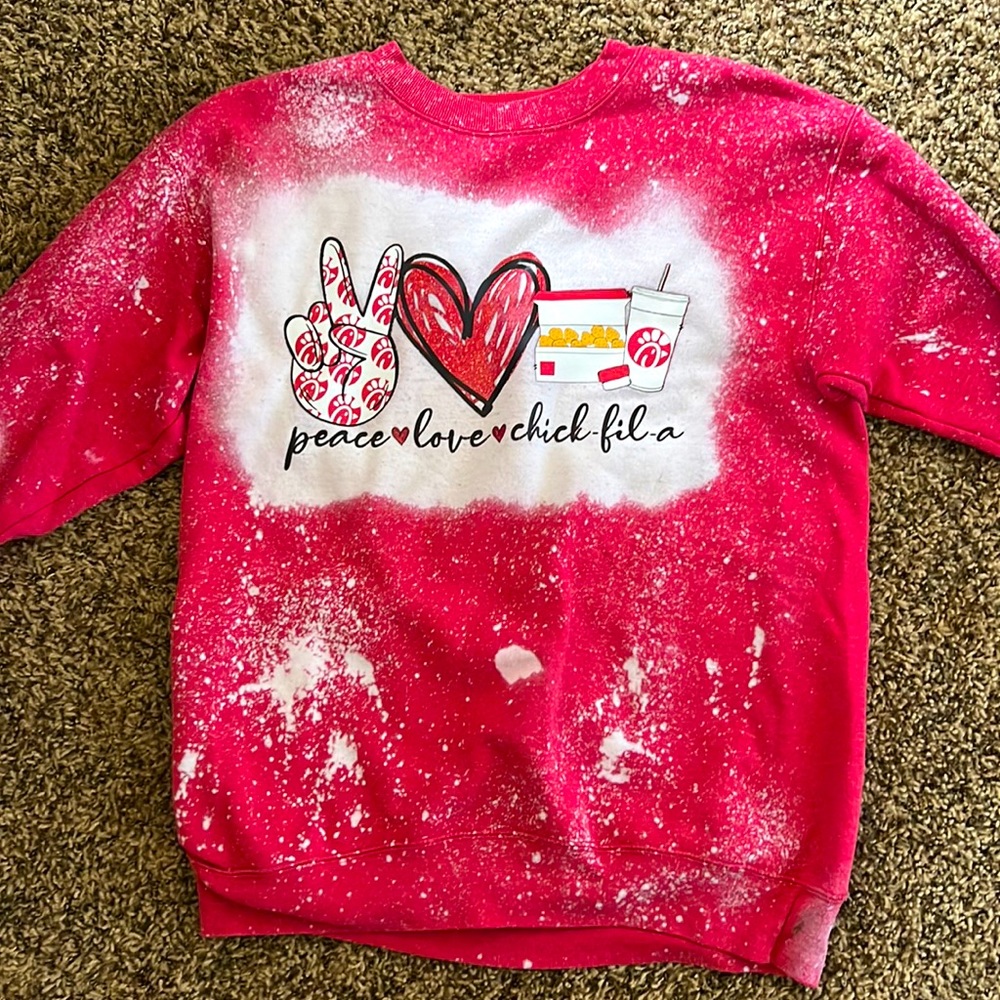 Red bleached Chick fil a Sweatshirt